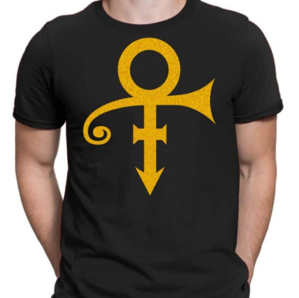 Prince Symbol Men T - Shirt Black & Gold (New)